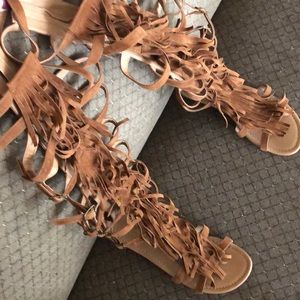 Charlotte Russe Fringe Gladiator Boot Sandals